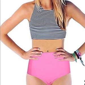 GEEK LIGHTING Women Girls 2 Piece Swimsuits High Waisted Bathing Suits Bikini L